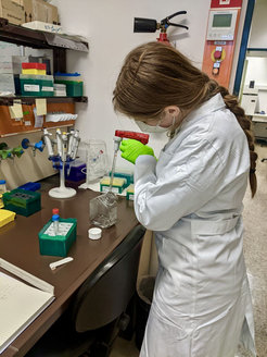 Schülerin Lioba lernt das Pipettieren
